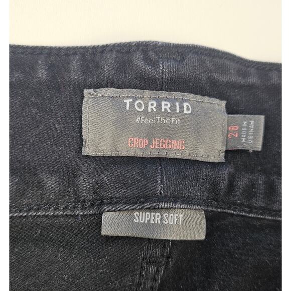 Torrid crop jegging super soft black denim stretch jeans sz 28 plus casual - Picture 3 of 9